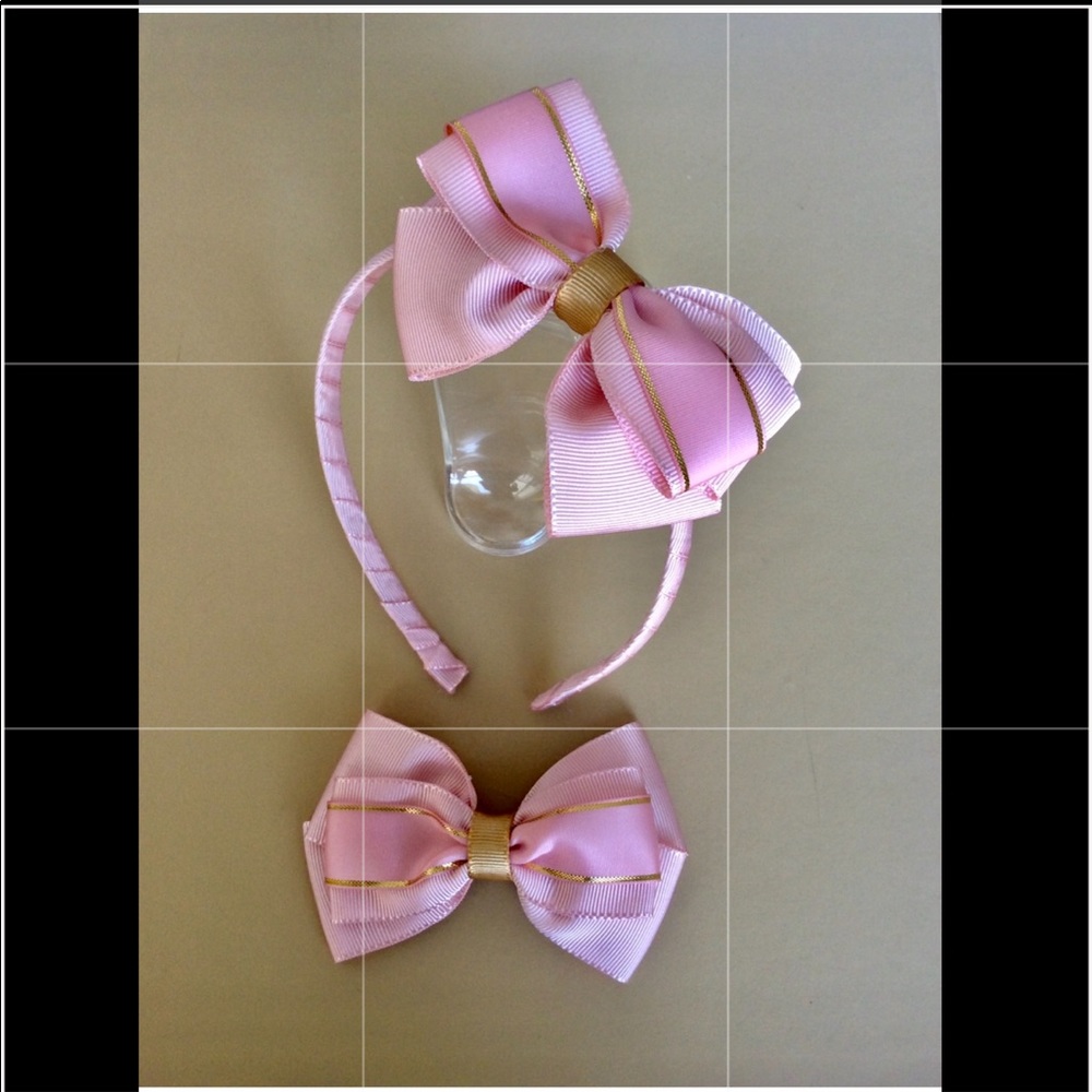 Pink Hairband & Bow Set